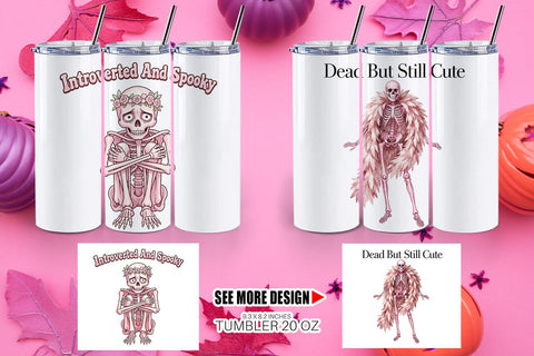 Tumbler Sarcastic Pink Skeleton Coquette Sublimation artnoy 
