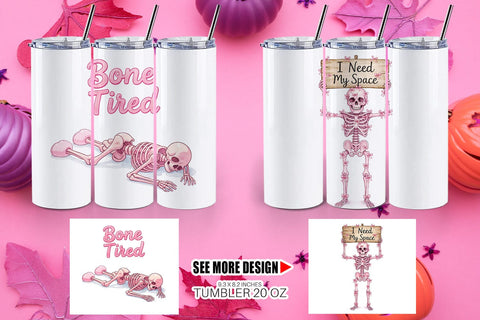Tumbler Sarcastic Pink Skeleton Coquette Sublimation artnoy 