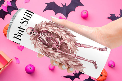 Tumbler Sarcastic Pink Skeleton Coquette Sublimation artnoy 