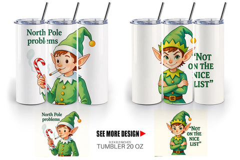 Tumbler Sarcastic Santa Elves Sublimation artnoy 
