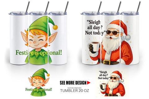 Tumbler Sarcastic Santa Elves Sublimation artnoy 