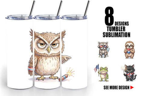 Tumbler Sarcastic Sassy Patriotic Animals Sublimation artnoy 