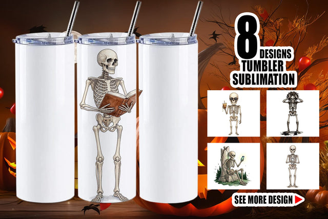 Tumbler Sarcastic Skeleton Dark Academia Sublimation artnoy 