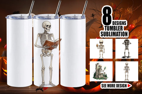 Tumbler Sarcastic Skeleton Dark Academia Sublimation artnoy 