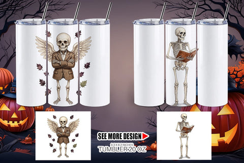 Tumbler Sarcastic Skeleton Dark Academia Sublimation artnoy 