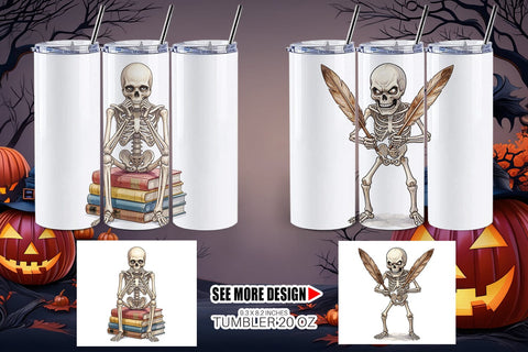 Tumbler Sarcastic Skeleton Dark Academia Sublimation artnoy 