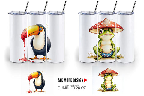 Tumbler Sarcastic Summer Animals Watercolor Sublimation artnoy 