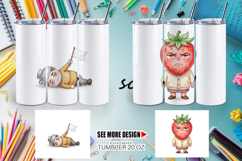 Tumbler Sarcastic Teacher Snack Watercolor Sublimation artnoy 