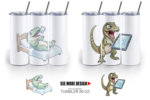 Tumbler Sarcastic Tech Fatigued Dinosaur Sublimation artnoy 