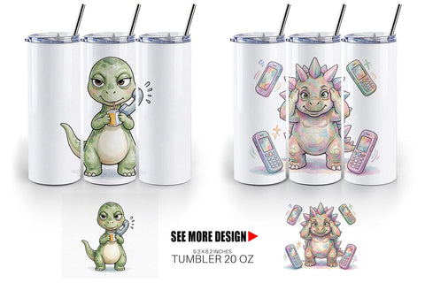 Tumbler Sarcastic Tech Fatigued Dinosaur Sublimation artnoy 