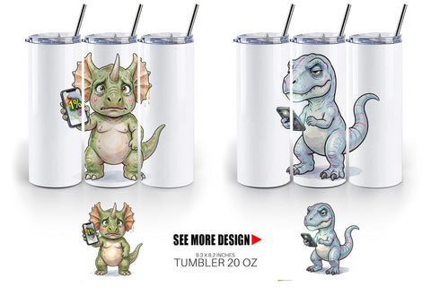 Tumbler Sarcastic Tech Fatigued Dinosaur Sublimation artnoy 