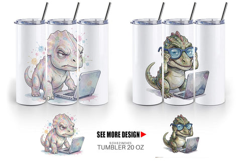 Tumbler Sarcastic Tech Fatigued Dinosaur Sublimation artnoy 
