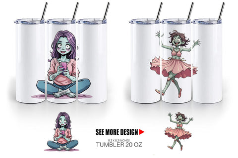 Tumbler Sarcastic Zombie Girls Sublimation artnoy 