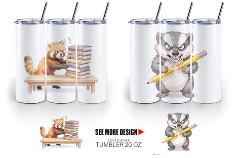 Tumbler Sassy Grumpy School Animal Sublimation artnoy 