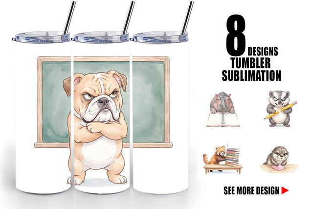 Tumbler Sassy Grumpy School Animal Sublimation artnoy 