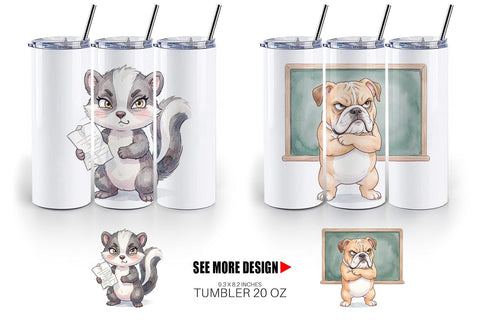 Tumbler Sassy Grumpy School Animal Sublimation artnoy 