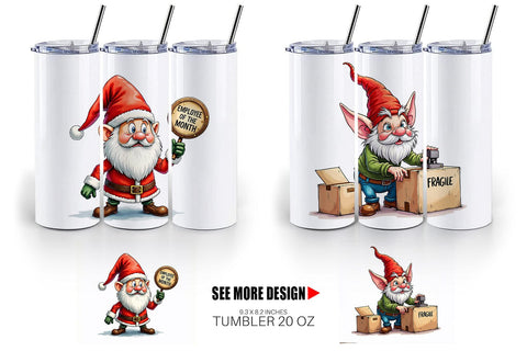 Tumbler Sassy Santa's Helpers: Watercolor Gnome Crew Sublimation artnoy 