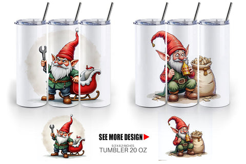 Tumbler Sassy Santa's Helpers: Watercolor Gnome Crew Sublimation artnoy 