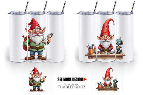 Tumbler Sassy Santa's Helpers: Watercolor Gnome Crew Sublimation artnoy 