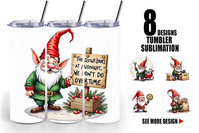 Tumbler Sassy Santa's Helpers: Watercolor Gnome Crew Sublimation artnoy 