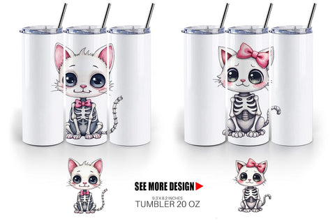 Tumbler Sassy Skeleton Cat Sublimation artnoy 