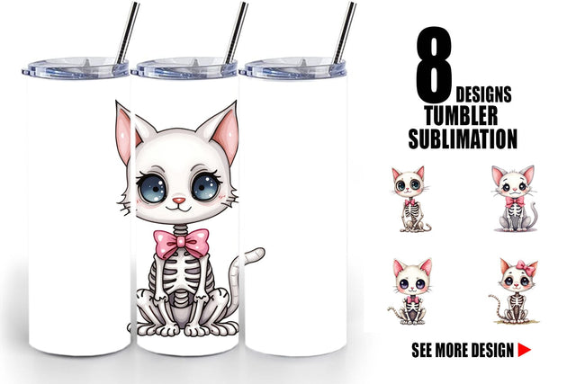 Tumbler Sassy Skeleton Cat Sublimation artnoy 