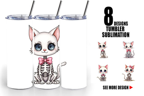 Tumbler Sassy Skeleton Cat Sublimation artnoy 