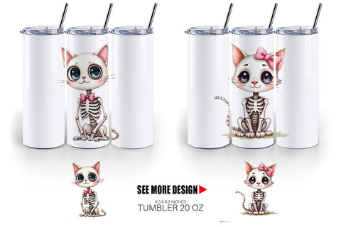 Tumbler Sassy Skeleton Cat Sublimation artnoy 