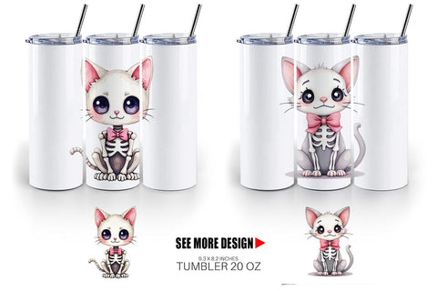 Tumbler Sassy Skeleton Cat Sublimation artnoy 