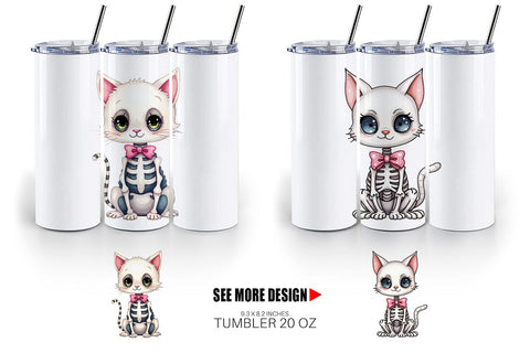 Tumbler Sassy Skeleton Cat Sublimation artnoy 