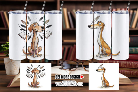 Tumbler Scholarly Canine Dog Watercolor Sublimation artnoy 