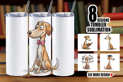 Tumbler Scholarly Canine Dog Watercolor Sublimation artnoy 