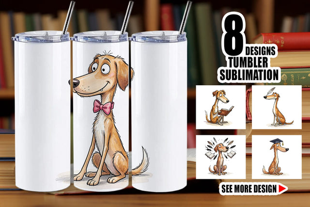 Tumbler Scholarly Canine Dog Watercolor Sublimation artnoy 