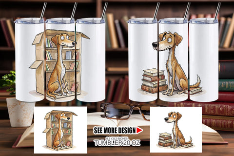 Tumbler Scholarly Canine Dog Watercolor Sublimation artnoy 