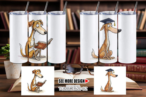 Tumbler Scholarly Canine Dog Watercolor Sublimation artnoy 