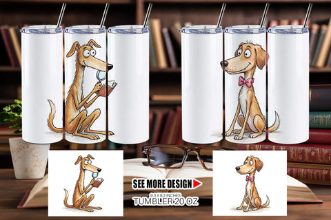 Tumbler Scholarly Canine Dog Watercolor Sublimation artnoy 