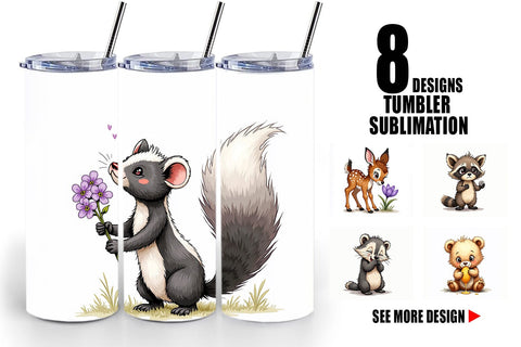 Tumbler Scruffy Woodland Wanderers Forest Friends Sublimation artnoy 