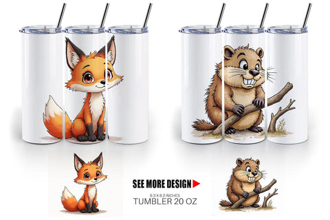 Tumbler Scruffy Woodland Wanderers Forest Friends Sublimation artnoy 