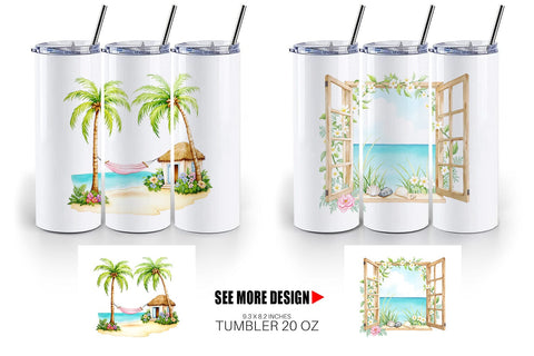 Tumbler Seaside Cottage Sublimation artnoy 