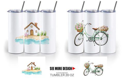 Tumbler Seaside Cottage Sublimation artnoy 