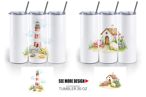 Tumbler Seaside Cottage Sublimation artnoy 