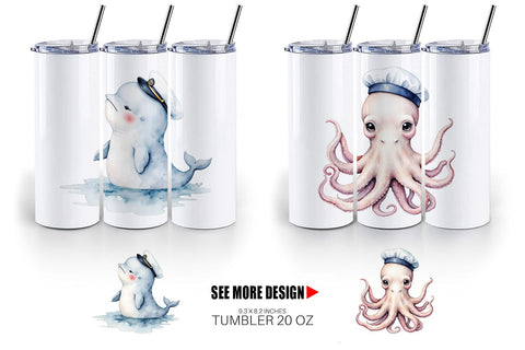 Tumbler Seaside Critter Friends Sublimation artnoy 
