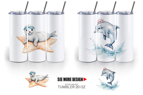Tumbler Seaside Critter Friends Sublimation artnoy 