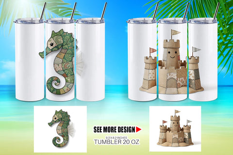 Tumbler Seaside Quilted Beach Sublimation artnoy 