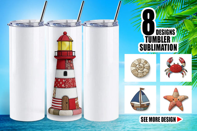 Tumbler Seaside Quilted Beach Sublimation artnoy 