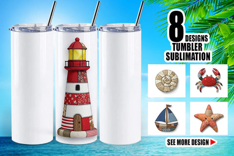 Tumbler Seaside Quilted Beach Sublimation artnoy 