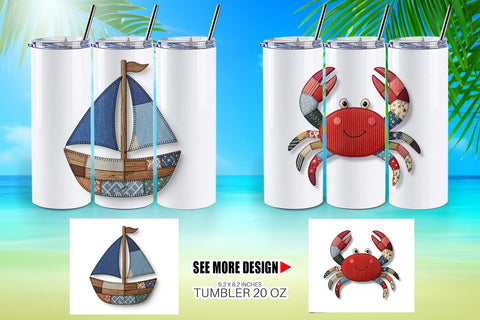 Tumbler Seaside Quilted Beach Sublimation artnoy 