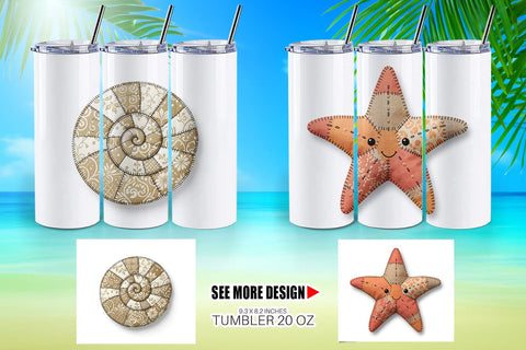 Tumbler Seaside Quilted Beach Sublimation artnoy 