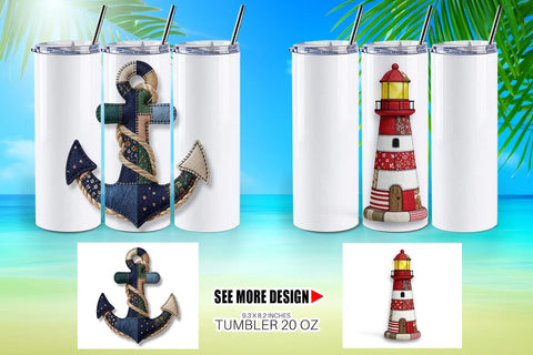 Tumbler Seaside Quilted Beach Sublimation artnoy 