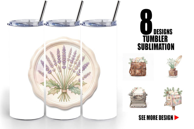Tumbler Sentimental Holiday Post Watercolor Sublimation artnoy 